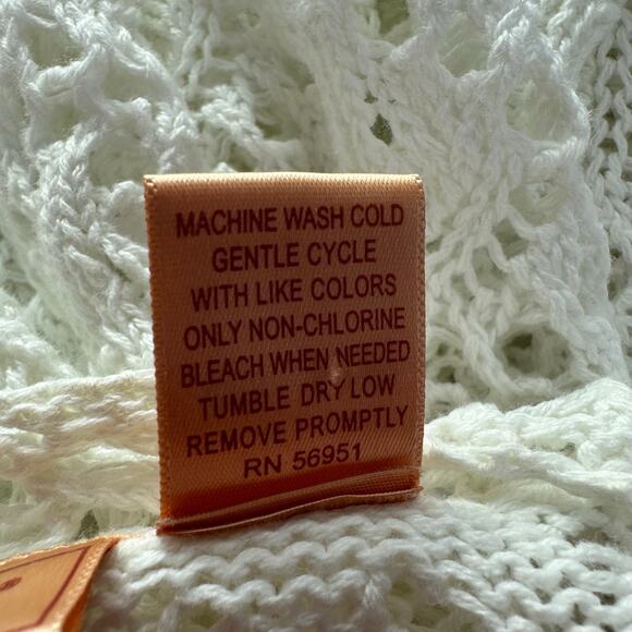 VTG Northcrest Boho Crochet Knit Top White Open Front 2X Cotton Topper Cardigan3 - Picture 6 of 6